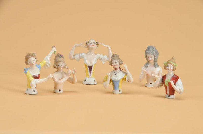 Appraisal: Lot Six Half Dolls Germany ca includes glazed porcelain pin