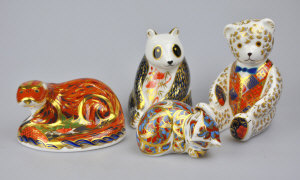 Appraisal: Four Royal Crown Derby Imari decorated paperweights - Teddy bear