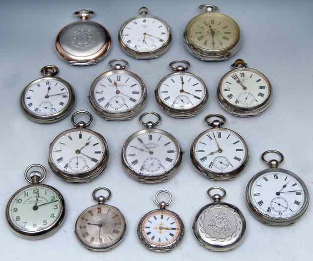 Appraisal: TEN VARIOUS SILVER CASED POCKET WATCHES together with further pocket