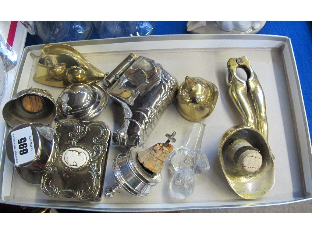 Appraisal: Tray lot to include nutcrackers bottle stoppers etc