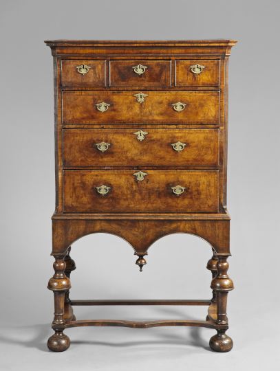 Appraisal: William and Mary Walnut Highboy th century and later the