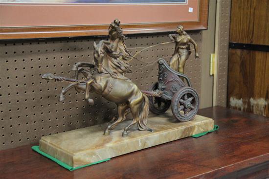 Appraisal: SCULPTURE OF A HORSE DRAWN CHARIOT AFTER LOUIS ALBERT CARVIN