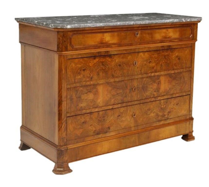 Appraisal: French Louis Philippe period burled walnut commode mid th c