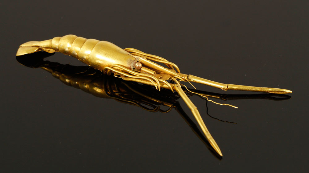 Appraisal: - Vintage K Gold Articulated Shrimp Vintage K gold articulated