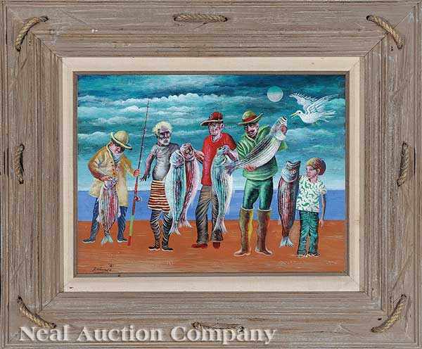 Appraisal: Noel Rockmore American New Orleans - Five Fishermen oil on