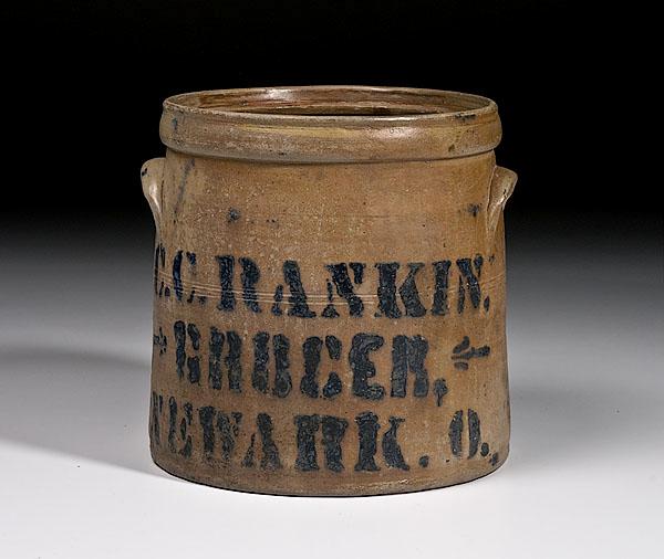 Appraisal: NEWARK OHIO GROCER'S CROCK late th century Two gallon capacity