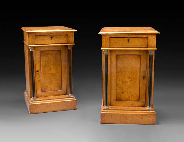 Appraisal: A pair of Austrian Biedermeier figured birch elm gilt metal