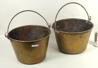 Appraisal: Two Vintage Brass Buckets Two vintage brass buckets one with