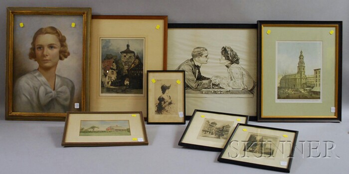 Appraisal: Eight Assorted Framed Works including several small engravings and etchings