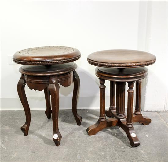 Appraisal: Sale Lot Two Victorian Mahogany Piano Stools th th century