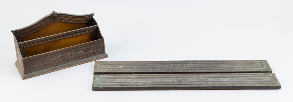 Appraisal: TIFFANY CO ADAMS BRONZE LETTER RACK AND BLOTTER ENDS NEW