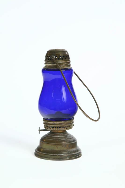 Appraisal: SKATER'S LANTERN Brass with a wire handle and cobalt globe