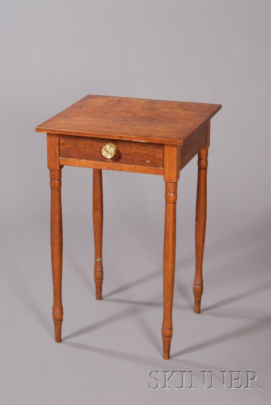 Appraisal: Maple One-Drawer Stand with Turned Legs probably New England early