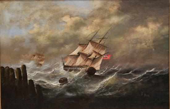 Appraisal: R Dunn British school early th century SHIP AT ROUGH