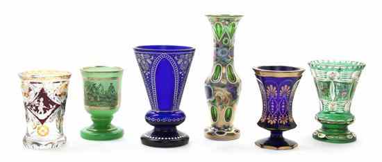 Appraisal: A Collection of Six Bohemian Glass Articles of various forms