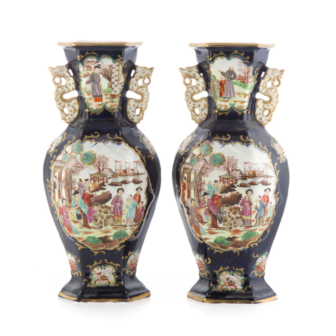 Appraisal: Pair New Hall china chinoiserie vases circa in the Chinese