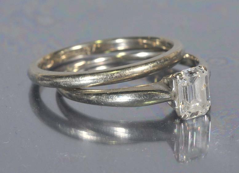 Appraisal: Diamond and k White Gold Engagement Set approx ct emerald