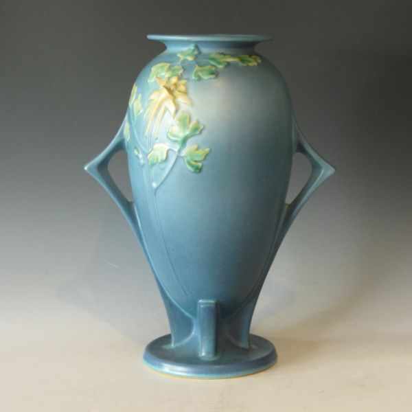 Appraisal: Roseville blue Columbine handled vase Marked Roseville USA - ''