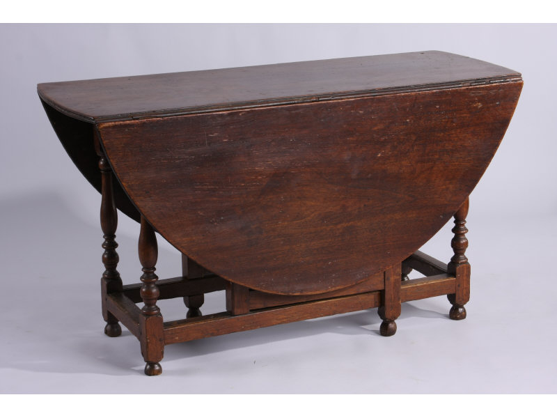 Appraisal: Antique English Gate Leg Table William Mary oak oval form