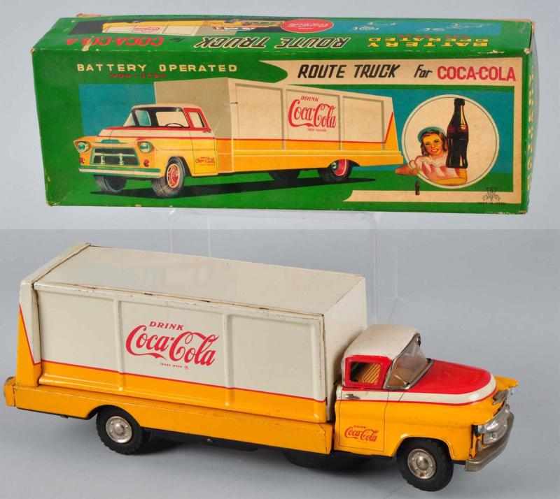 Appraisal: s Coca-Cola Battery Operated Toy Truck Description With box Only