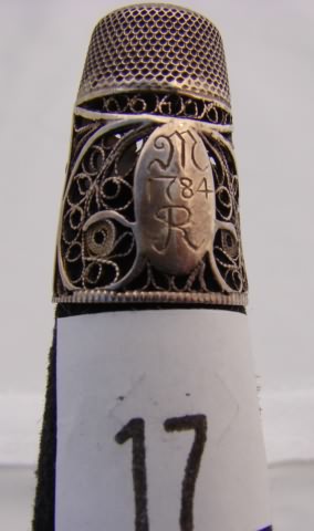 Appraisal: English filigree thimble -MR and cartouche