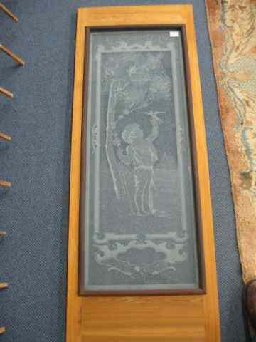 Appraisal: Pair of Etched Glass Victorian Cabinet Doors boy girl motif