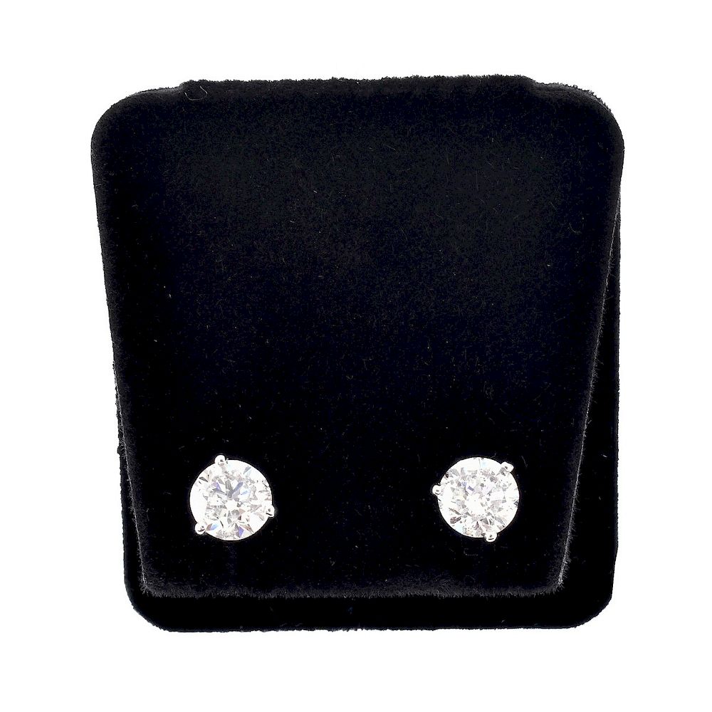 Appraisal: ct TW Diamond Ear Studs Approx Carat Round Brilliant Cut