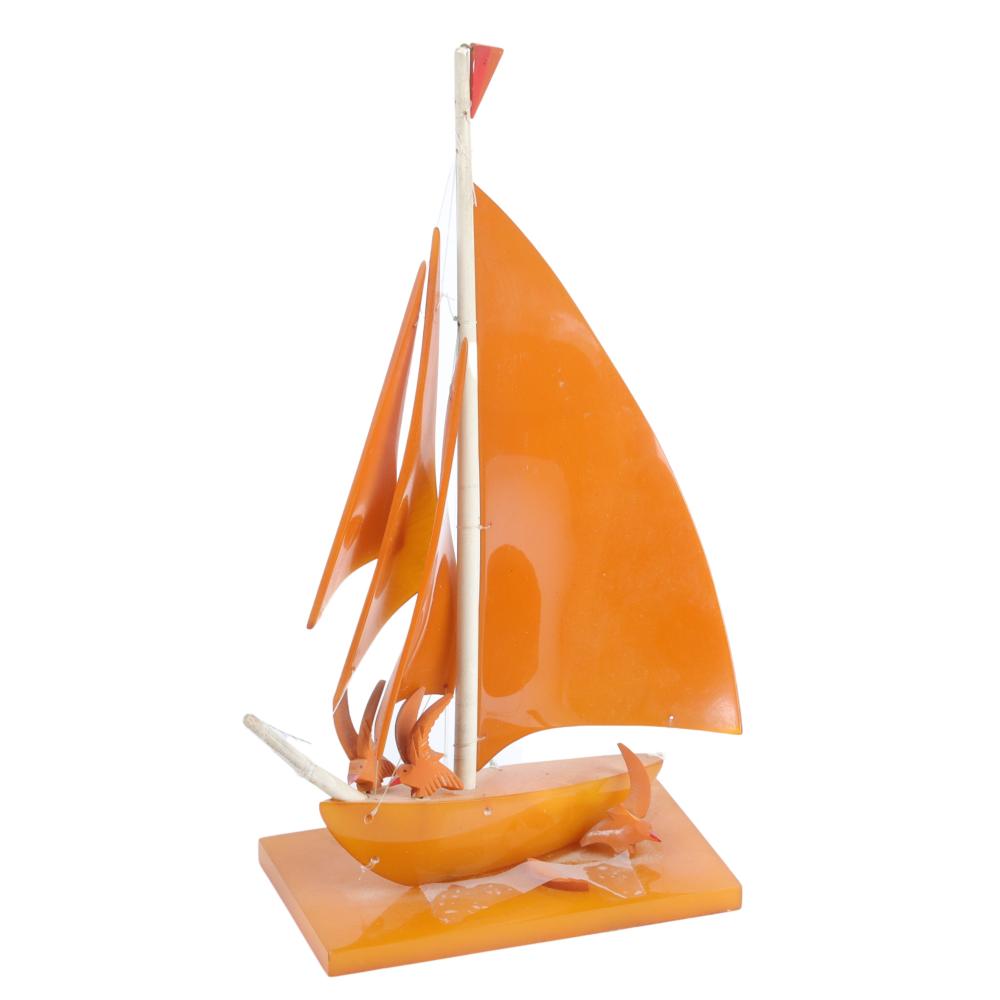 Appraisal: LARGE BUTTERSCOTCH BAKELITE SAILBOAT WITH BOAT SAILS BASE AND BIRDS