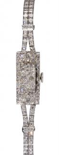 Appraisal: Lady's Art Deco diamond and platinum covered wristwatch Lady's Art