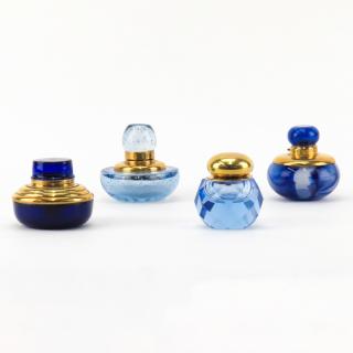 Appraisal: Collection of Four Paperweight-Form Inkwells Includes a possibly Whitefriars controlled