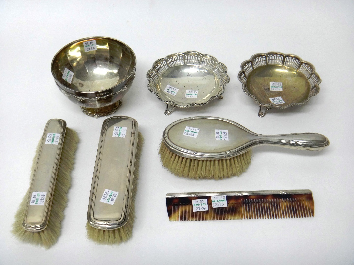 Appraisal: Silver comprising a bowl of circular form having panelled decoration