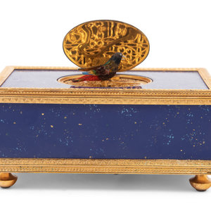 Appraisal: A Swiss Gilt Metal Mounted and Simulated Lapis Lazuli Singing