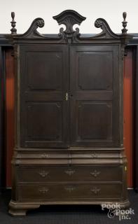 Appraisal: Chippendale mahogany press cupboard ca probably Caribbean with a broken