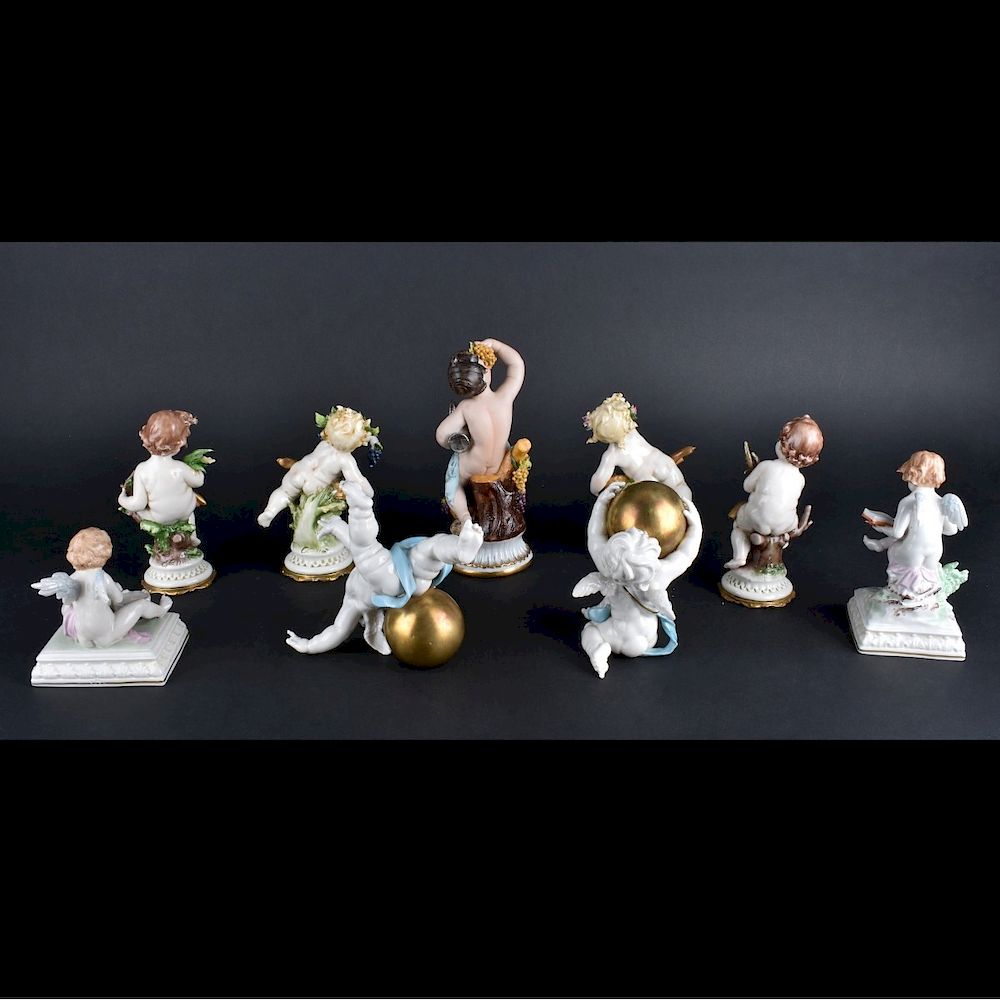 Appraisal: Nine Porcelain Bisque Figurines Lot of Nine Assorted Bisque and