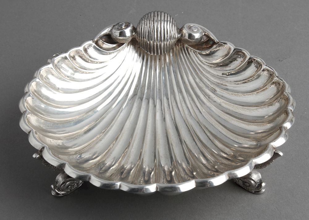 Appraisal: Portuguese Silver Shell Form Bowl Portuguese silver shell form bowl