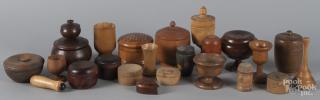 Appraisal: Woodenware to include treen canisters an egg cup etc