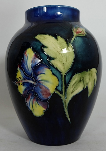 Appraisal: Moorcroft vase decorated in the hibiscus design signed Walter Moorcroft