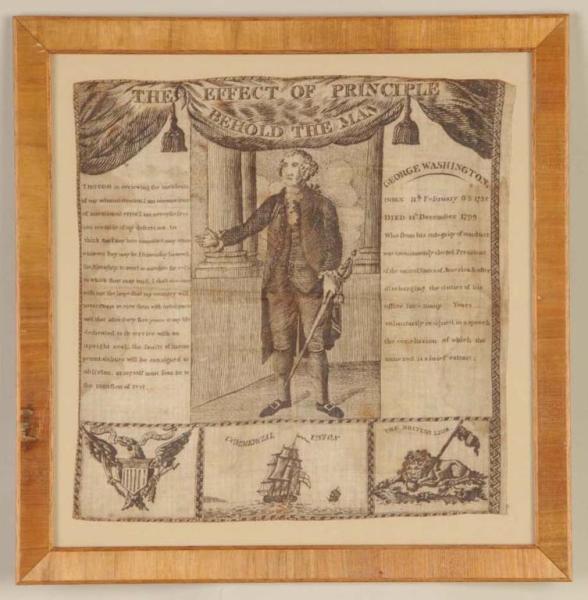 Appraisal: Rare Printed Memorial Handkerchief for Washington Description Circa Titled The