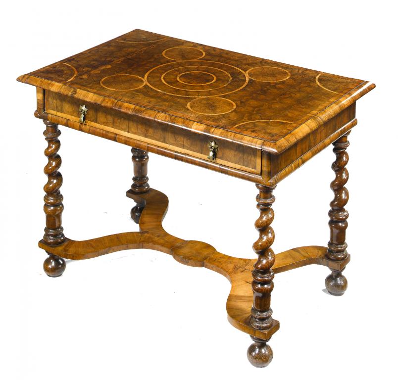 Appraisal: A CHARLES II OYSTER VENEERED OLIVEWOOD AND ASH TABLE the