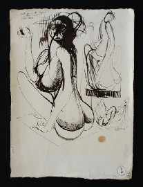 Appraisal: Brett Whiteley - Study for Wooden Figure ink signed 'brett