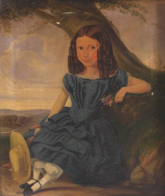 Appraisal: ENGLISH SCHOOL CIRCA Portrait of a Girl seated full-length by