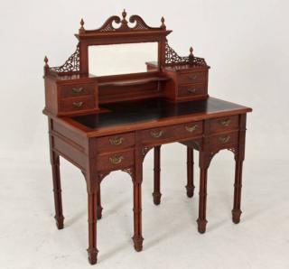 Appraisal: CHINESE CHIPPENDALE STYLE MAHOGANY DRESSING TABLE HAVING CLUSTER COLUMN LEGS