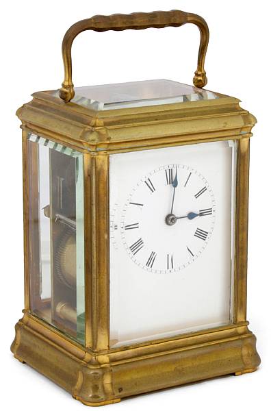 Appraisal: A French brass carriage clock in a gorge case height