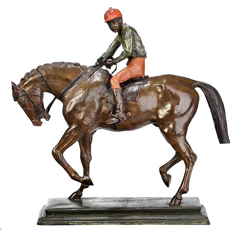 Appraisal: Continental School Equestrian Bronze th st century Horse and Jockey