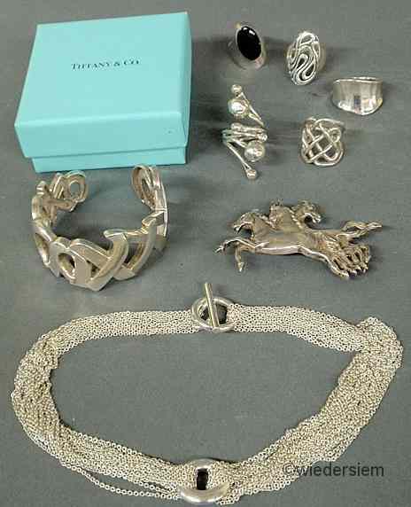 Appraisal: Group of sterling Mexican and Thai silver jewelry to include