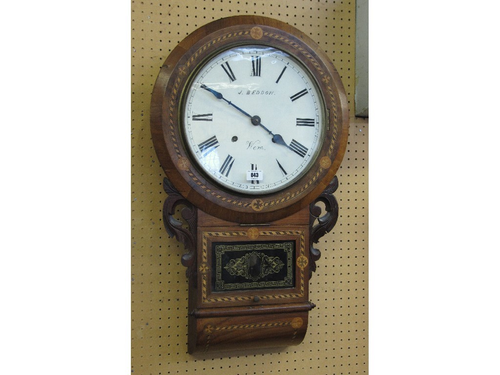 Appraisal: Victorian walnut and inlaid wall clock by J Beddow