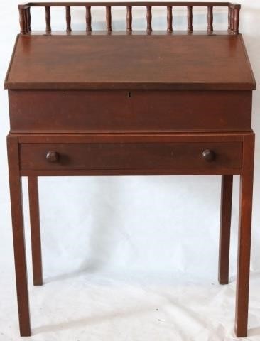 Appraisal: EARLY TH C STANDING PAYMASTER'S DESK CHERRYWITH POPLAR SECONDARY WOOD