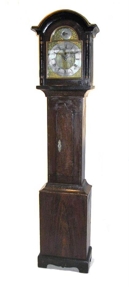 Appraisal: Grain painted and stenciled tall case clock th century