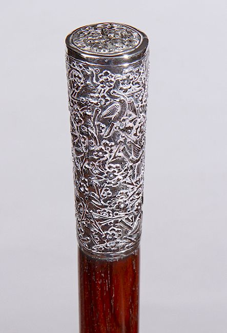 Appraisal: Hummingbird Silver Dress Cane Ca - A very ornate silver