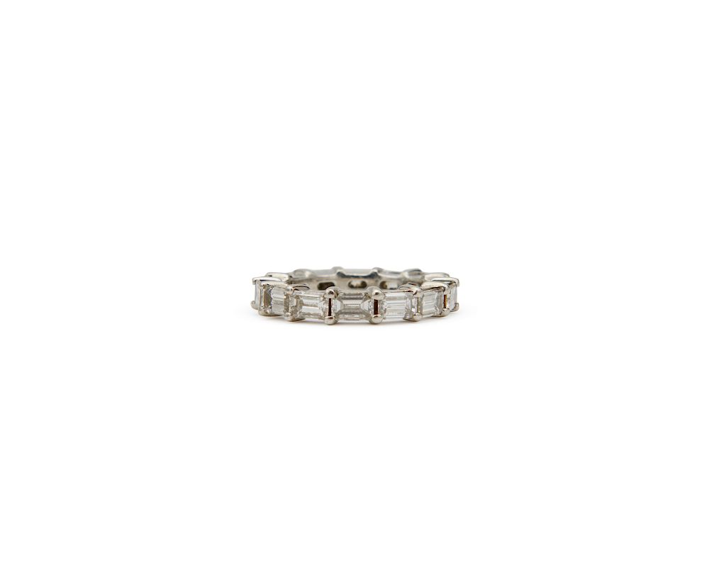 Appraisal: Platinum and Diamond Band Platinum and Diamond Band bar-set with